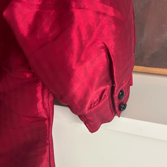 Cleo Crimson Ruby Red Button-Up Blouse Small - Picture 11 of 16